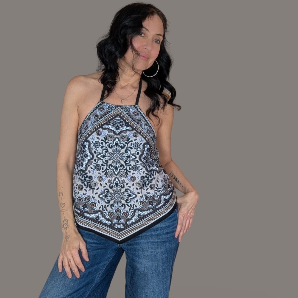 Kona Sol Handkerchief Halter Backless top - Small
